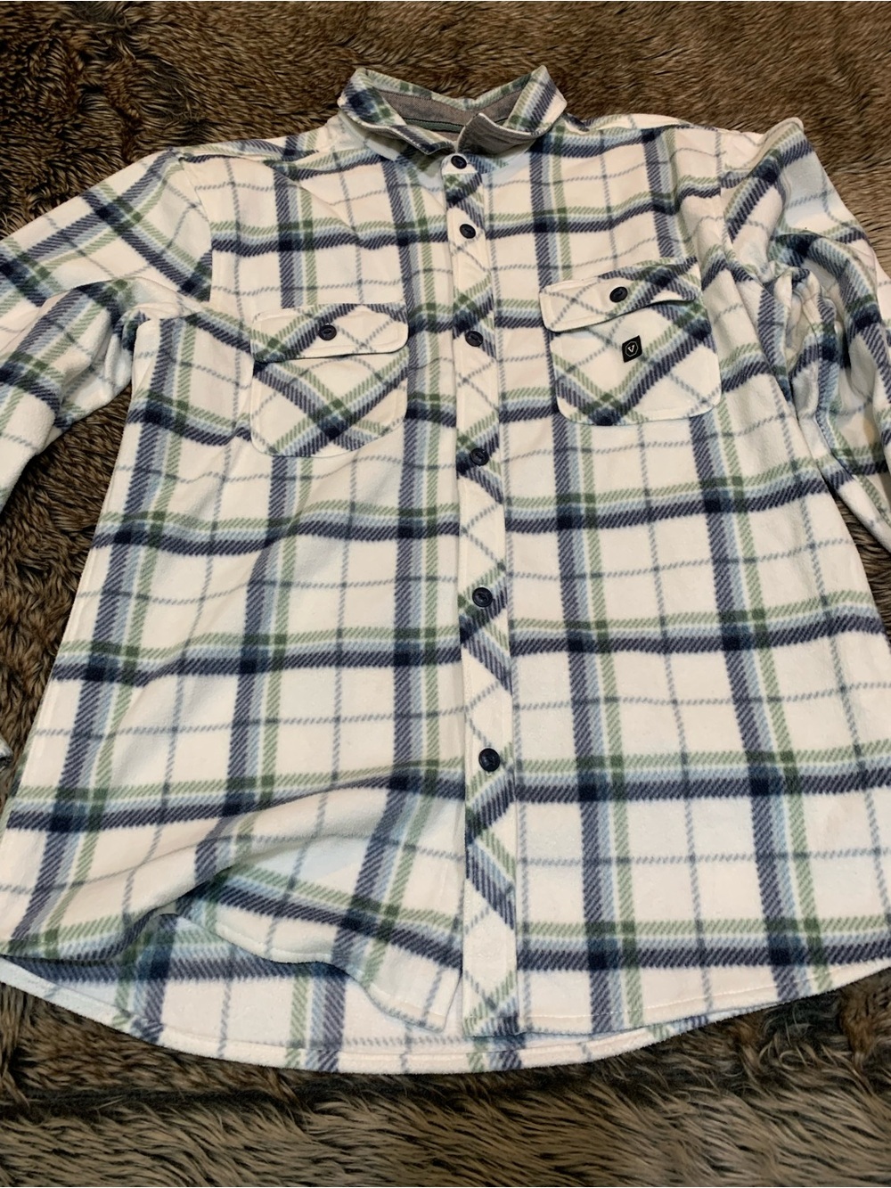 Vissla Eco-zy Polar Flannel L/S Shirt-Vintage White Size L